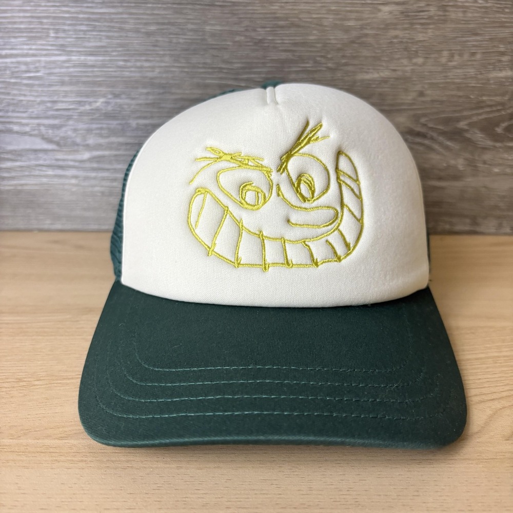 Vans Hat Cap Snap Back Green White Mesh Trucker Smile Face Embroidered Mens